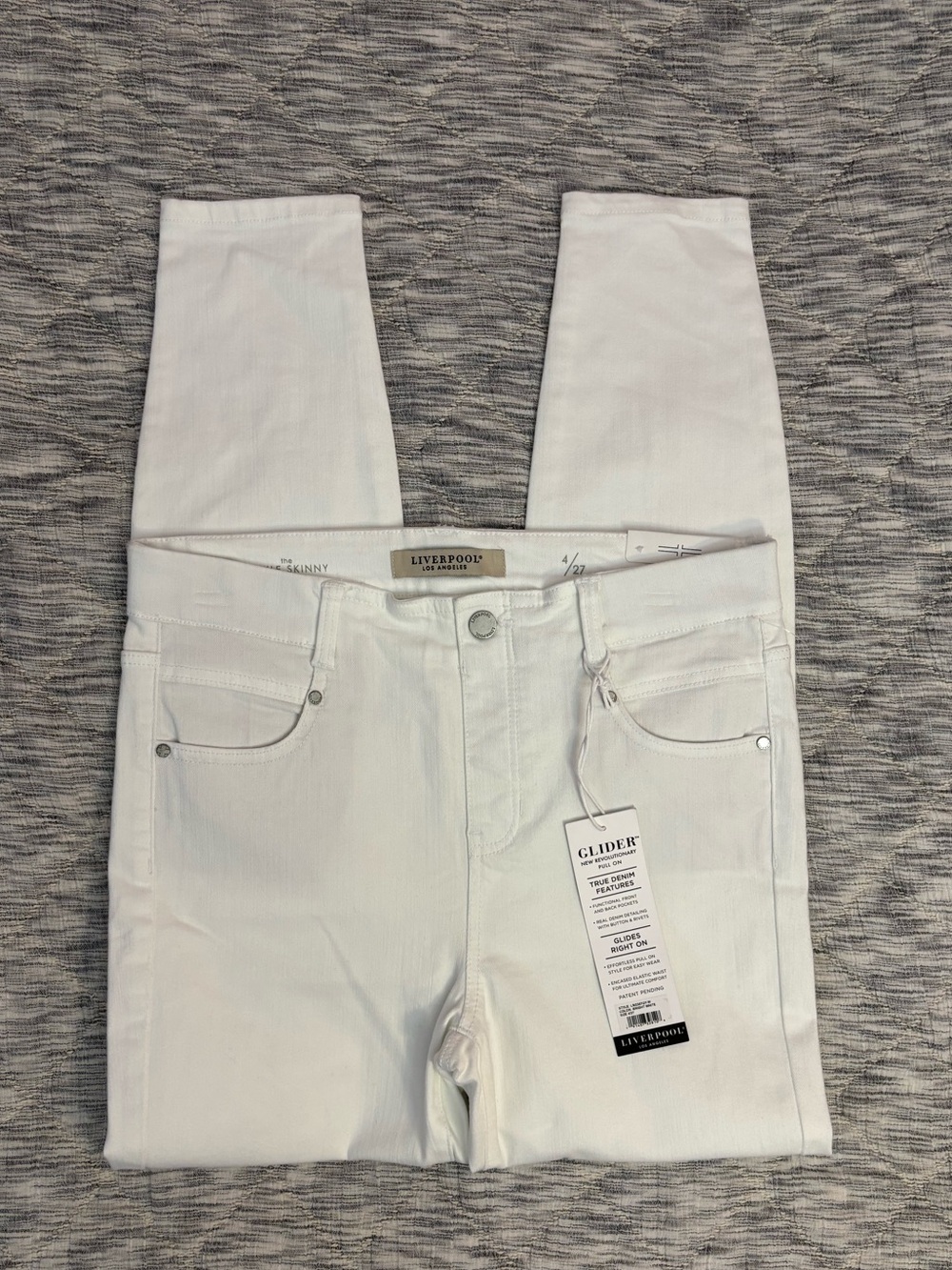 Liverpool The Glider Pull-On Ankle Skinny Jeans In Bright White Sz 4/27 NWT -